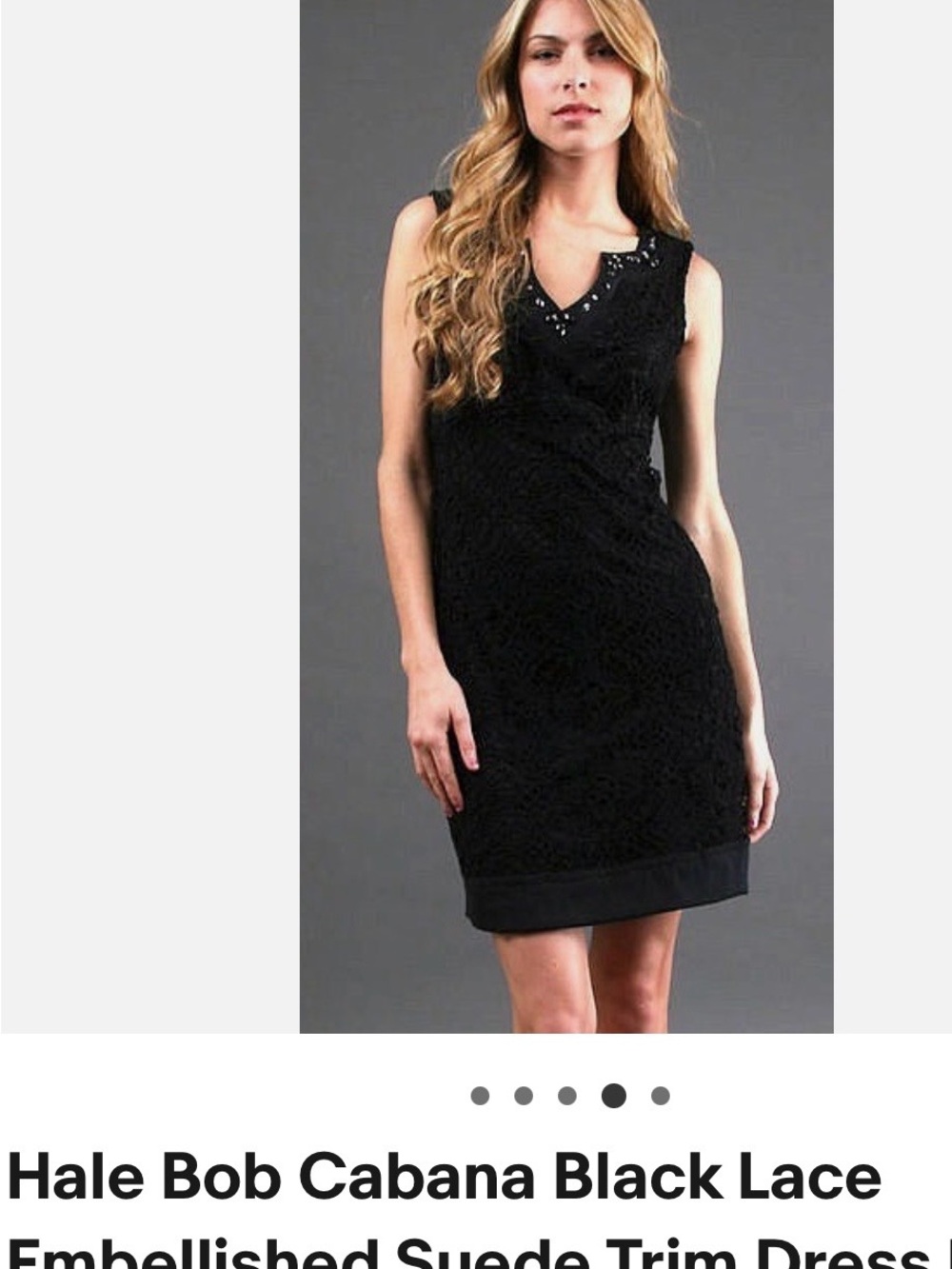 Hale Bob Black Lace Sleeveless Embellished Dress